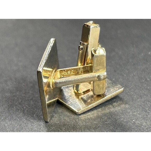 Anson Gold Tone Cubic Zircon Cufflinks Geometric Square Anson Pat Pend - Picture 9 of 9